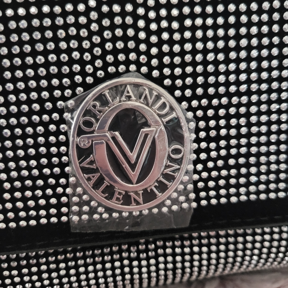 VALENTINO ORLANDI NWT BAG BLACK STUD BLING RHINESTONE CAMERA CROSSBODY BAG - Picture 2 of 10